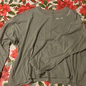 'Think Happy' Women's Modern Lux Stitched Long Sleeve Tee || Large